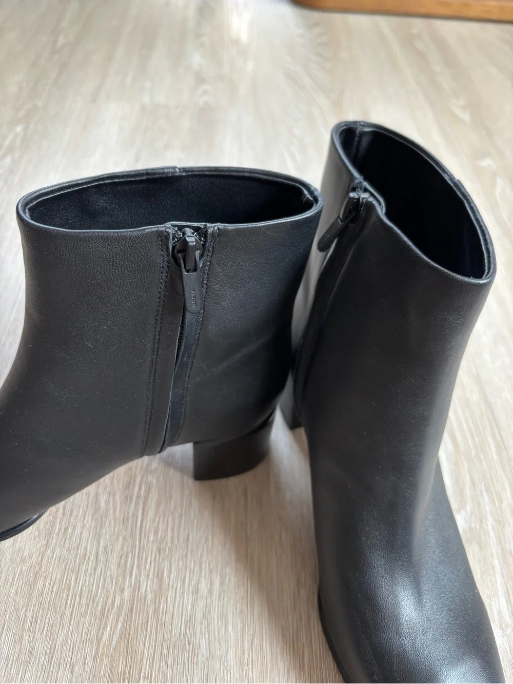 Vince Women's Arabel Square Toe Leather Ankle Boots in Black